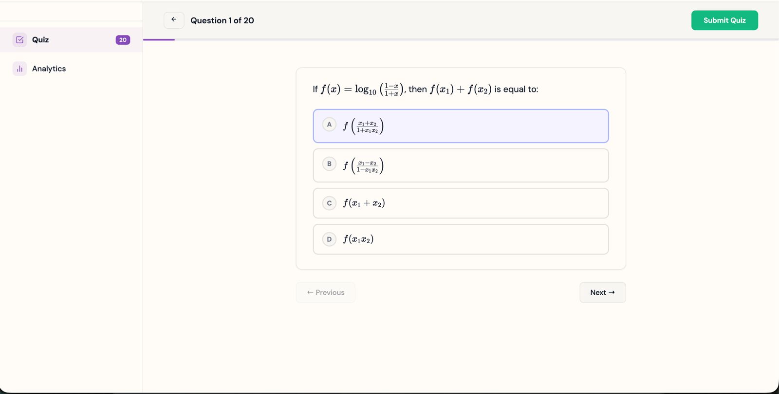 A real on-screen quiz generated by mypadh.ai